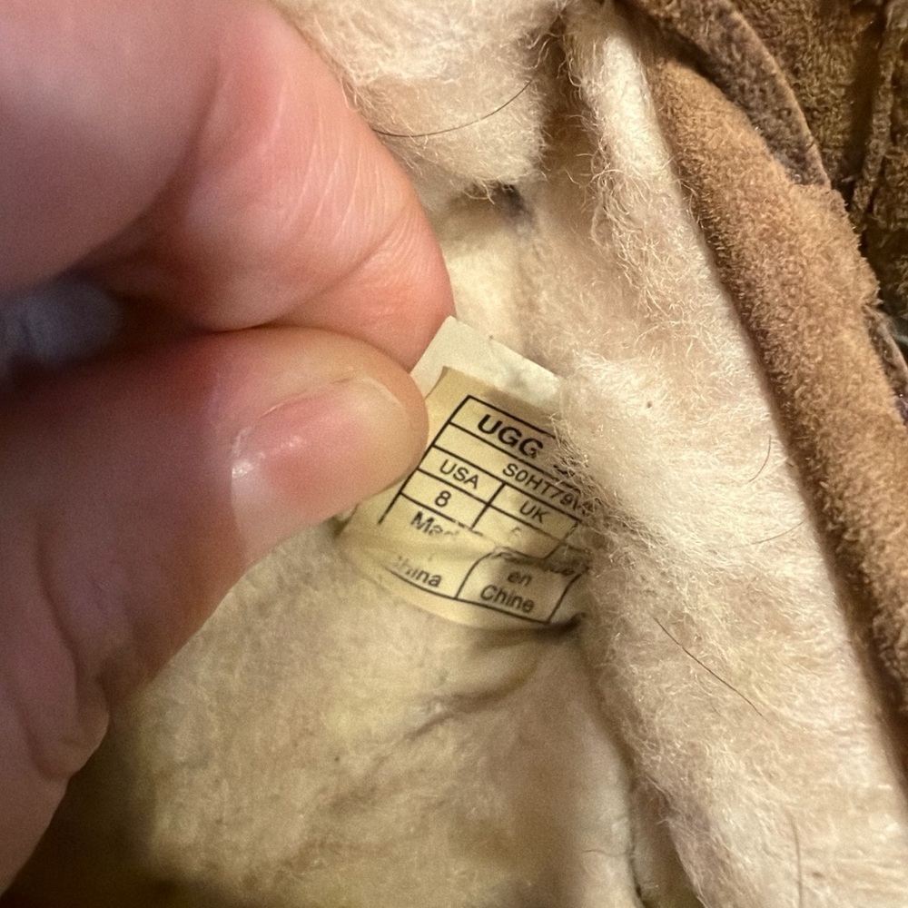 UGG Chestnut Suede Shearling Lined Slippers - Picture 3 of 3